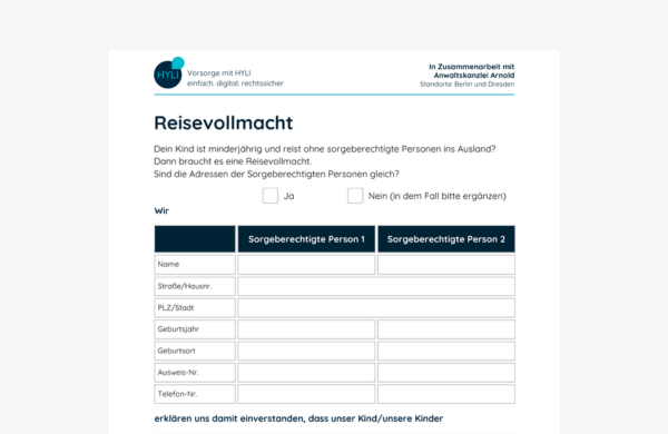 Reisevollmacht